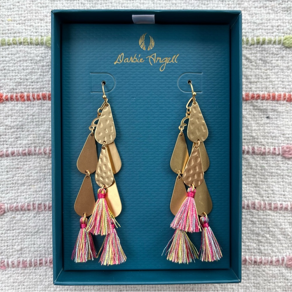 Gold dangle statement earrings